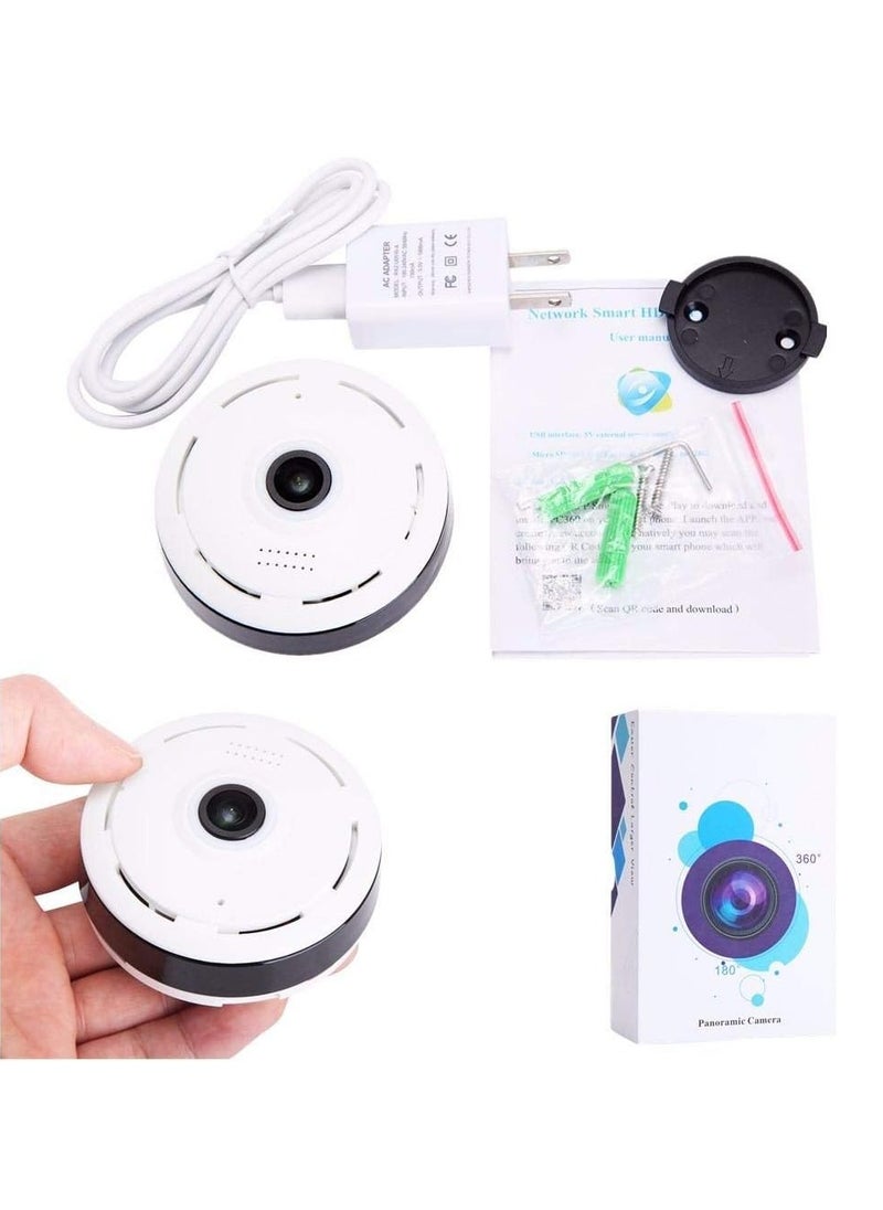 Generic - Mini 360° Wireless Panoramic Security Camera – Compact, White, with Full Coverage and Remote Access - Image 1