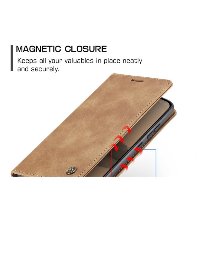 CaseMe Phone Case Luxury PU Leather Design 013 Flip Cover Card Slot Holder Cover For Oppo Reno 14 (Brown) - Image 3