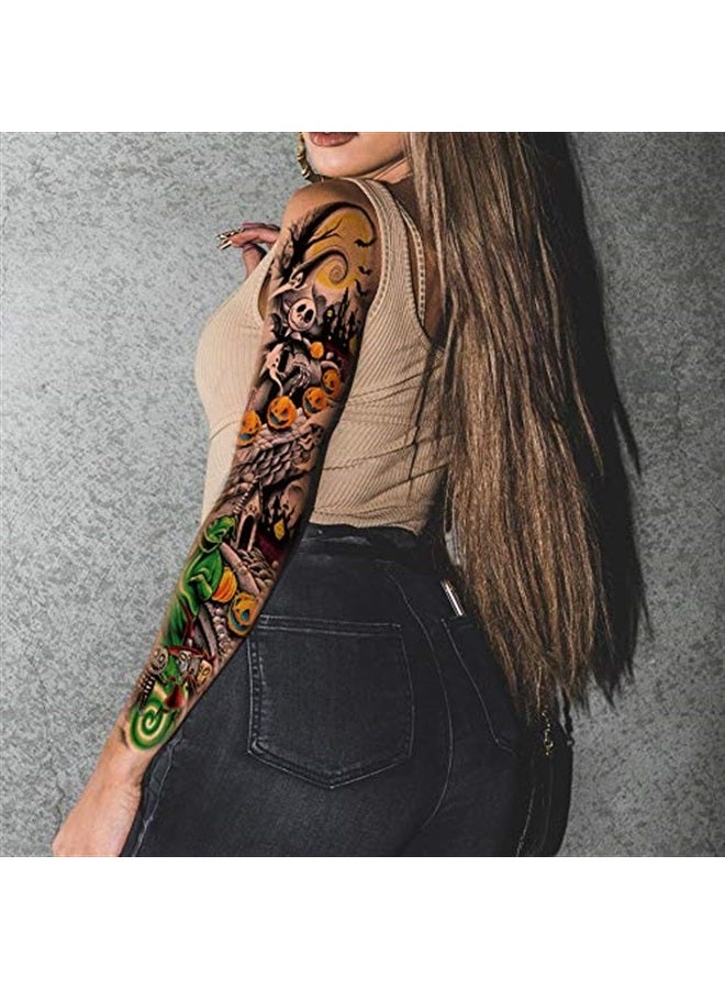 Leoars Colorful Sleeve Tattoos Stickers, Full Arm Temporary Tattoos Sleeves, Fake Watercolor Body Art Arm Tattoo for Kids Women Makeup, 8-Sheet - Image 3