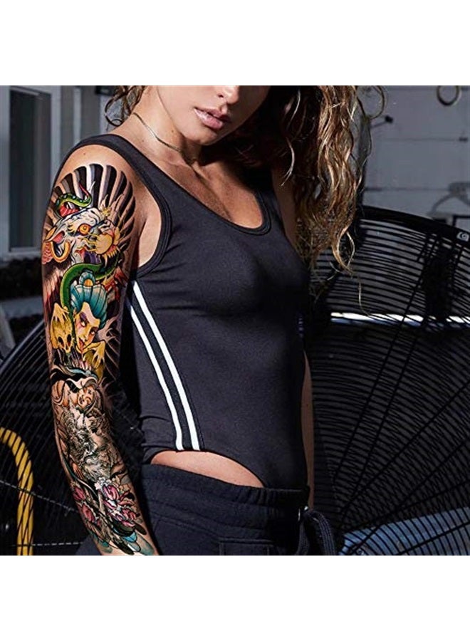 Leoars Colorful Sleeve Tattoos Stickers, Full Arm Temporary Tattoos Sleeves, Fake Watercolor Body Art Arm Tattoo for Kids Women Makeup, 8-Sheet - Image 2