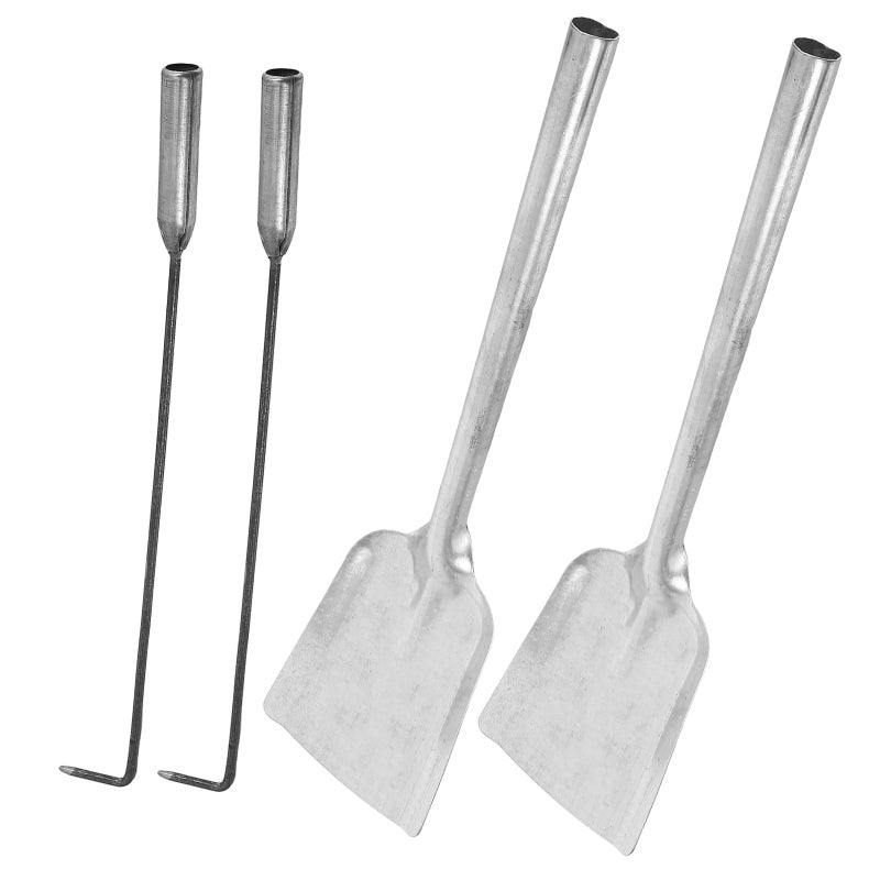 4pcs Fireplace Tools Set: Wrought Iron Fire Place Tool Set For Indoor Outdoor With Shovel And Tongs - - Image 4