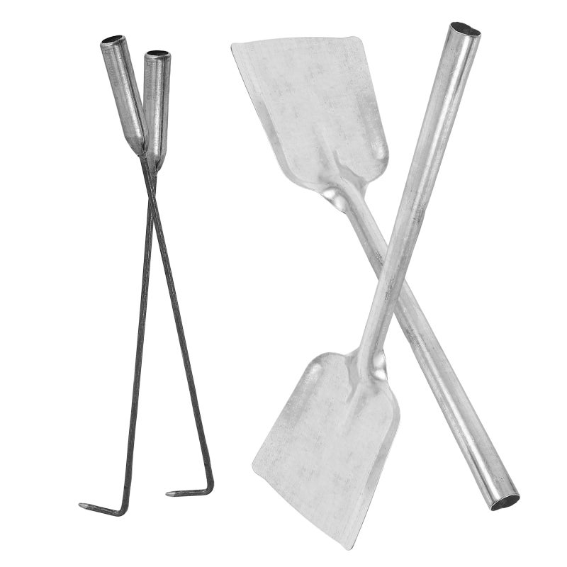 4pcs Fireplace Tools Set: Wrought Iron Fire Place Tool Set For Indoor Outdoor With Shovel And Tongs - - Image 5