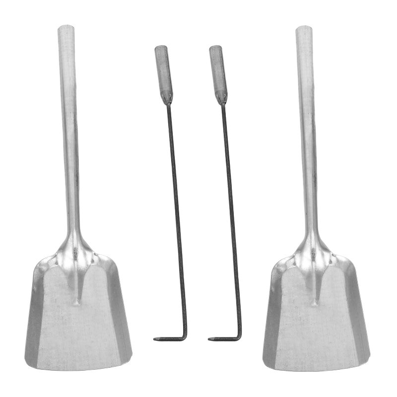 4pcs Fireplace Tools Set: Wrought Iron Fire Place Tool Set For Indoor Outdoor With Shovel And Tongs - - Image 1