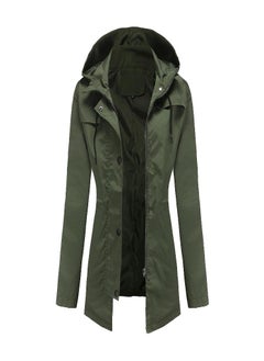Women 'S Trench Coat Women 'S Mid -Length Cardigan Hooded Jacket Outdoor Raincoat