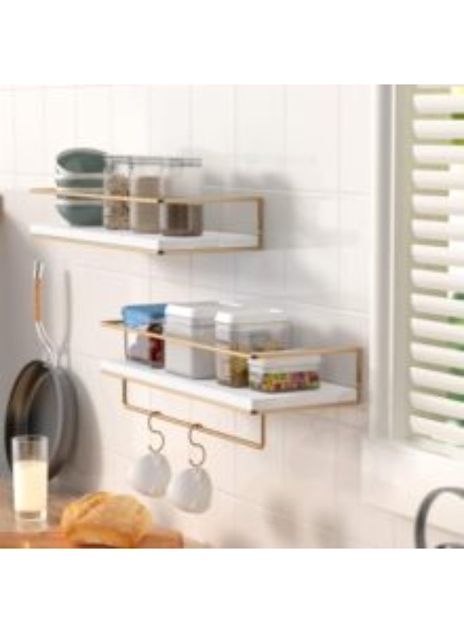MIXDE 2 PCS White Floating Shelves for Bathroom Organizer Over Toilet with Towel Rack, Corner Wall Shelf for Bedroom Decor Kitchen Storage  - Image 2