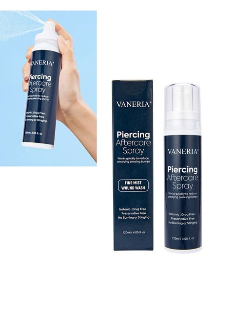Piercing Aftercate Spray，Piercing Treatment Shrinkage Cleansing and Healing，Reduce Swelling，Suitable for Ears，Nose And Multiple Body Parts，120mL