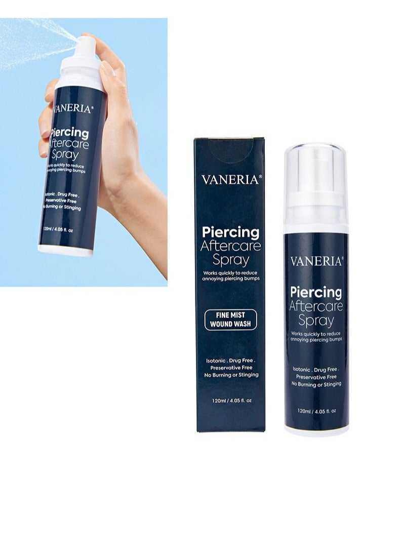 VANERIA - Piercing Aftercate Spray，Piercing Treatment Shrinkage Cleansing and Healing，Reduce Swelling，Suitable for Ears，Nose And Multiple Body Parts，120mL - Image 1
