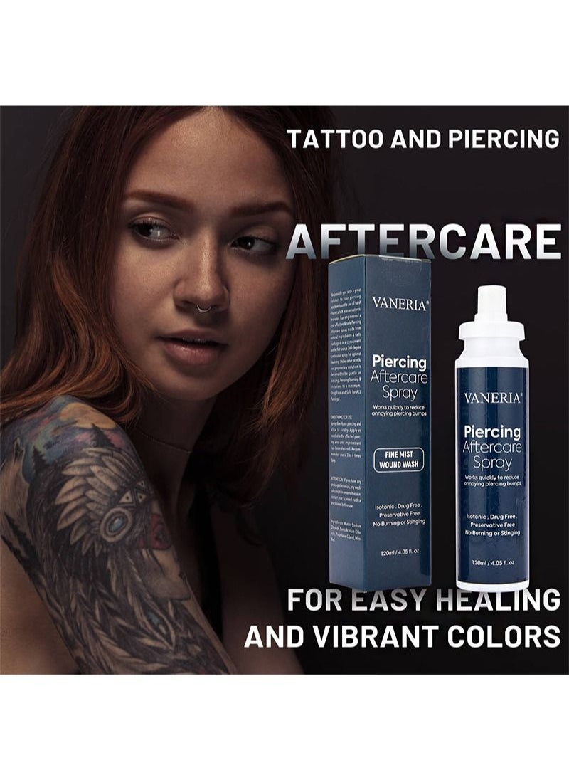 VANERIA - Piercing Aftercate Spray，Piercing Treatment Shrinkage Cleansing and Healing，Reduce Swelling，Suitable for Ears，Nose And Multiple Body Parts，120mL - Image 1