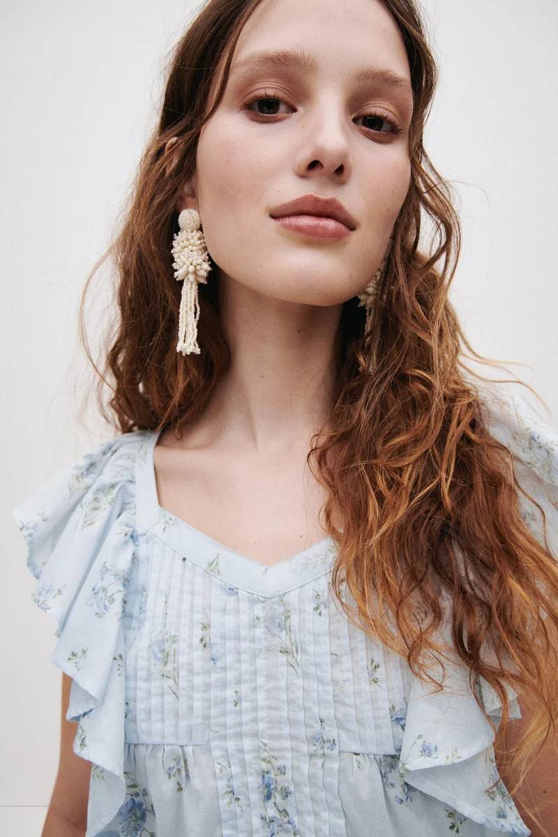 H&M  Frill-trimmed cotton top for Women | Best Price UAE
