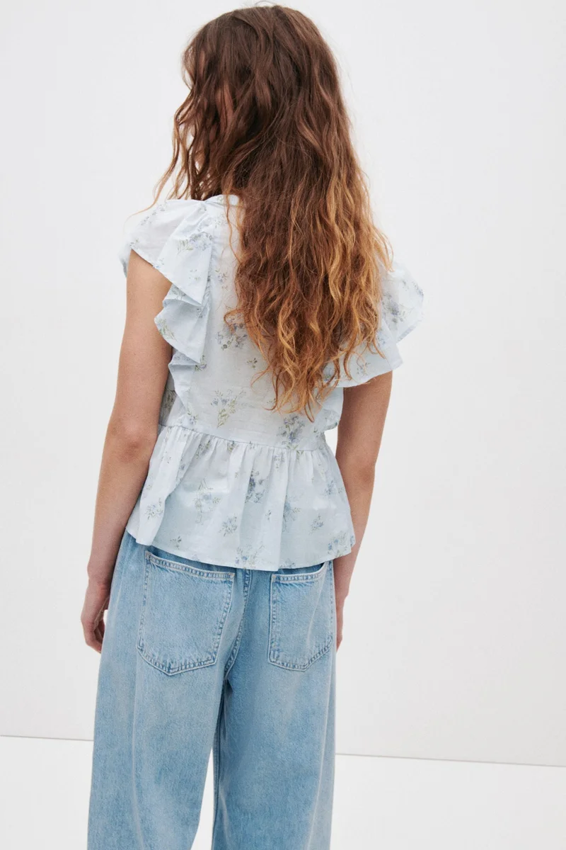 H&M  Frill-trimmed cotton top for Women | Best Price UAE