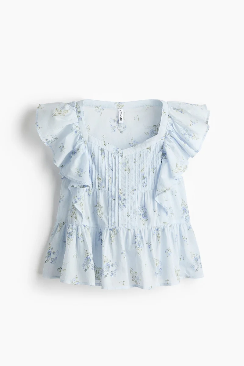 H&M  Frill-trimmed cotton top for Women | Best Price UAE