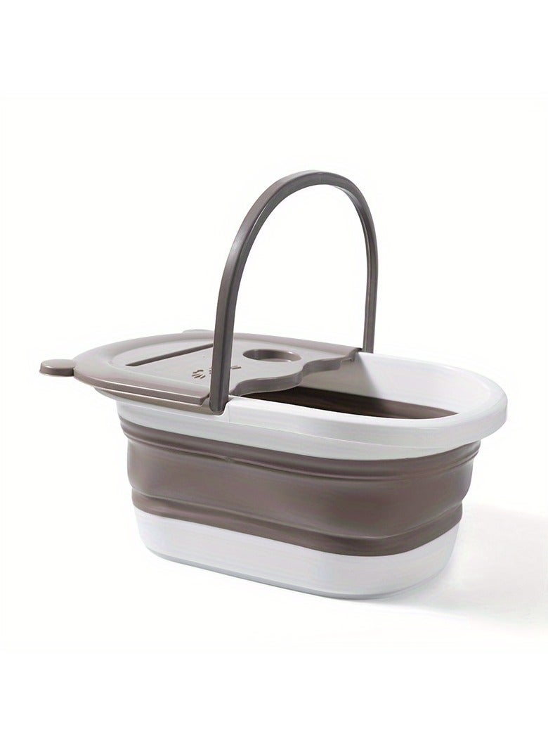 عربست حوض استحمام نقع القدمين القابل للطي - حوض محمول لتقليم الأقدام مزود بنقاط تدليك، مادة البولي بروبيلين المتينة، مقبض للحمل - حوض استحمام للقدمين موفر للمساحة لتخفيف التوتر والوخز بالإبر الصينية والاسترخاء، رمادي - Image 1