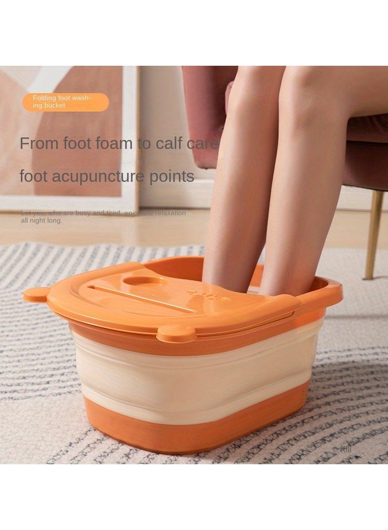 عربست حوض استحمام نقع القدمين القابل للطي - حوض محمول لتقليم الأقدام مزود بنقاط تدليك، مادة البولي بروبيلين المتينة، مقبض للحمل - حوض استحمام للقدمين موفر للمساحة لتخفيف التوتر والوخز بالإبر الصينية والاسترخاء، رمادي - Image 2