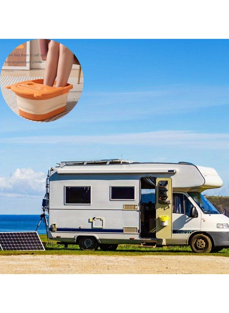 عربست حوض استحمام نقع القدمين القابل للطي - حوض محمول لتقليم الأقدام مزود بنقاط تدليك، مادة البولي بروبيلين المتينة، مقبض للحمل - حوض استحمام للقدمين موفر للمساحة لتخفيف التوتر والوخز بالإبر الصينية والاسترخاء، رمادي - Image 4