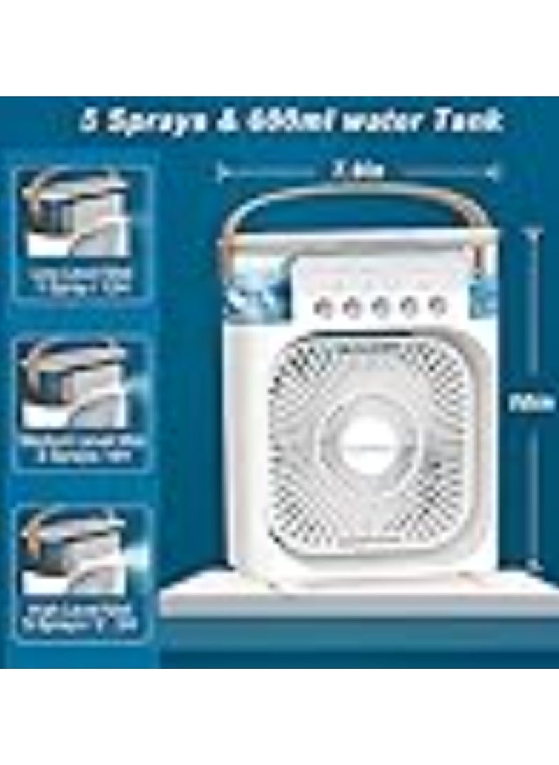 Generic Portable Air Conditioner Fan,USB Personal Evaporative Air Cooler,Mini Humidifier Misting Fan with LED Light,3 Wind Speeds and 5 Spray Modes For Home Appliances  - Image 2