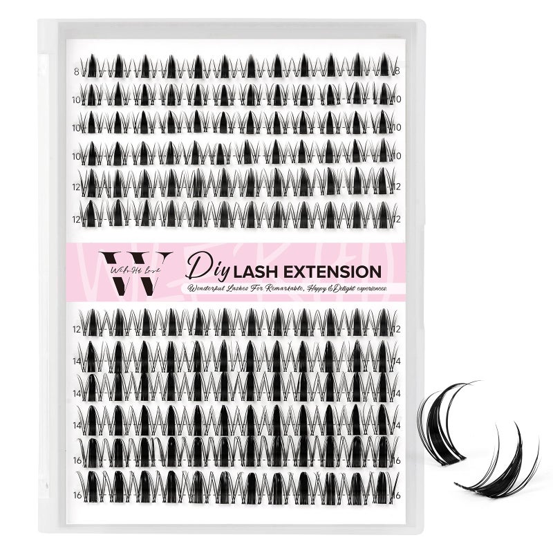WLFRHD Fairy Lash Clusters 144pcs DIY Wispy Manga Style Natural Look Manga Eyelash Clusters D Curly Cluster Eyelash Extensions Individual Anime Lash Extension with Invisible Thin Band(8-16mm-Mixed) - Image 1