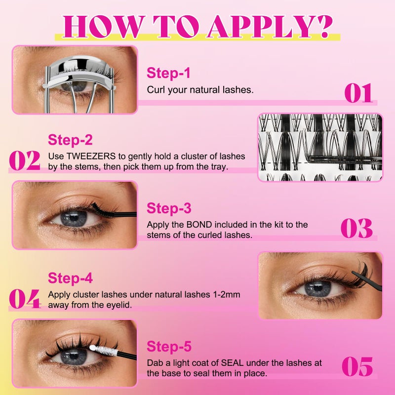 WLFRHD Fairy Lash Clusters 144pcs DIY Wispy Manga Style Natural Look Manga Eyelash Clusters D Curly Cluster Eyelash Extensions Individual Anime Lash Extension with Invisible Thin Band(8-16mm-Mixed) - Image 5