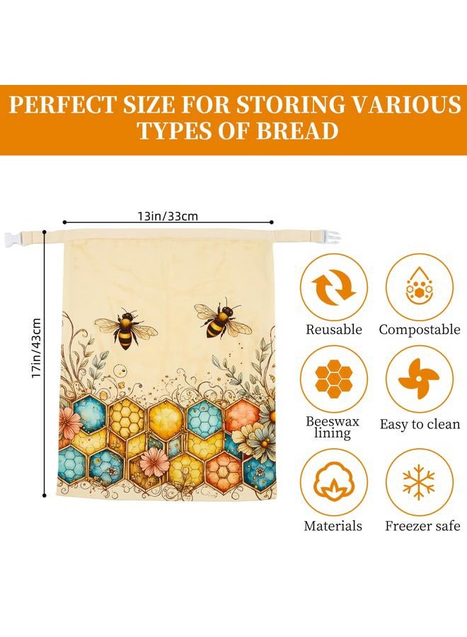 Ronxzas Beeswax Bread Bags for Homemade Sourdough, 2 Pack Reusable Natural Cotton Large Bees Wax Bag Food Storage Bags to Keep Fresh - Image 2