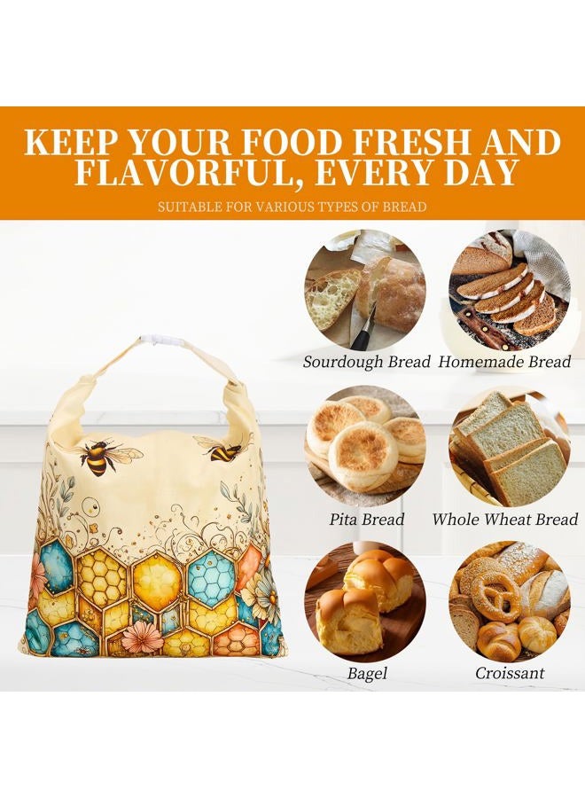 Ronxzas Beeswax Bread Bags for Homemade Sourdough, 2 Pack Reusable Natural Cotton Large Bees Wax Bag Food Storage Bags to Keep Fresh - Image 4