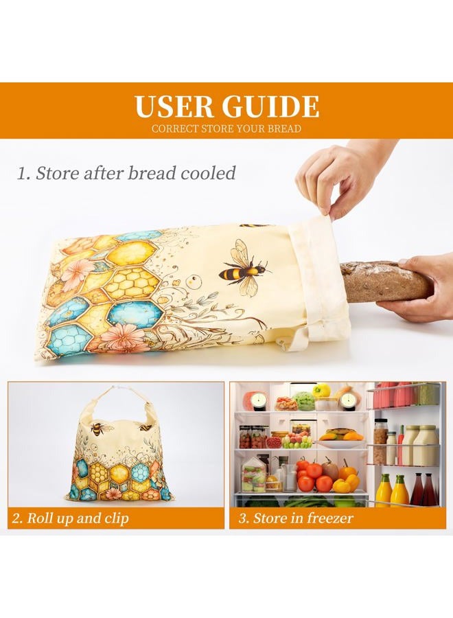 Ronxzas Beeswax Bread Bags for Homemade Sourdough, 2 Pack Reusable Natural Cotton Large Bees Wax Bag Food Storage Bags to Keep Fresh - Image 5