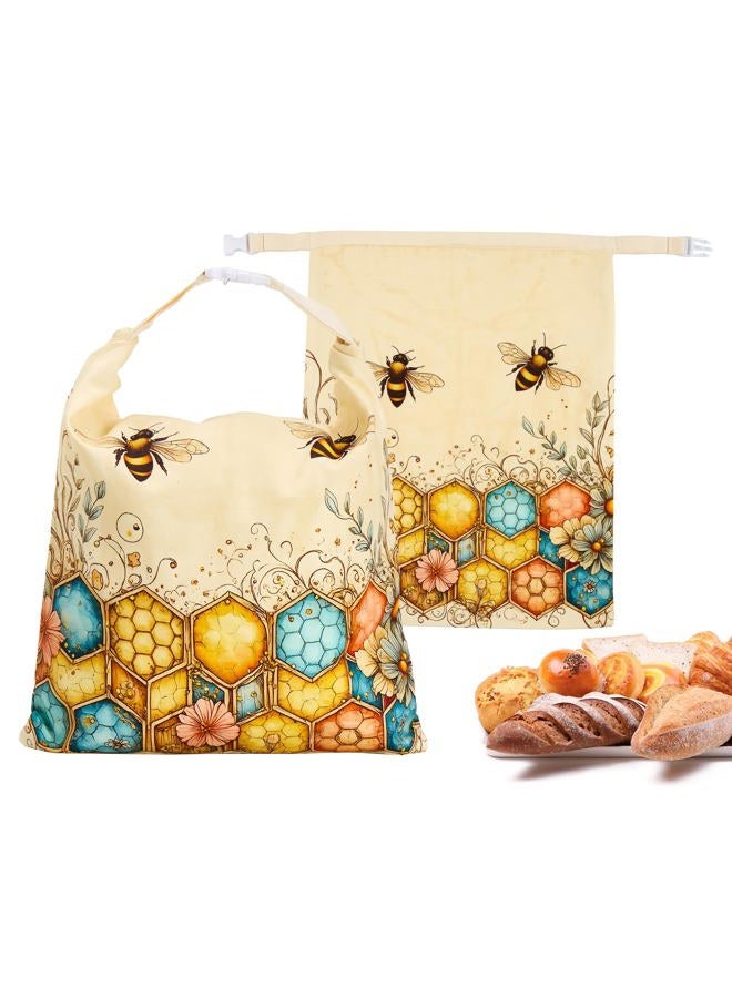 Ronxzas Beeswax Bread Bags for Homemade Sourdough, 2 Pack Reusable Natural Cotton Large Bees Wax Bag Food Storage Bags to Keep Fresh - Image 1