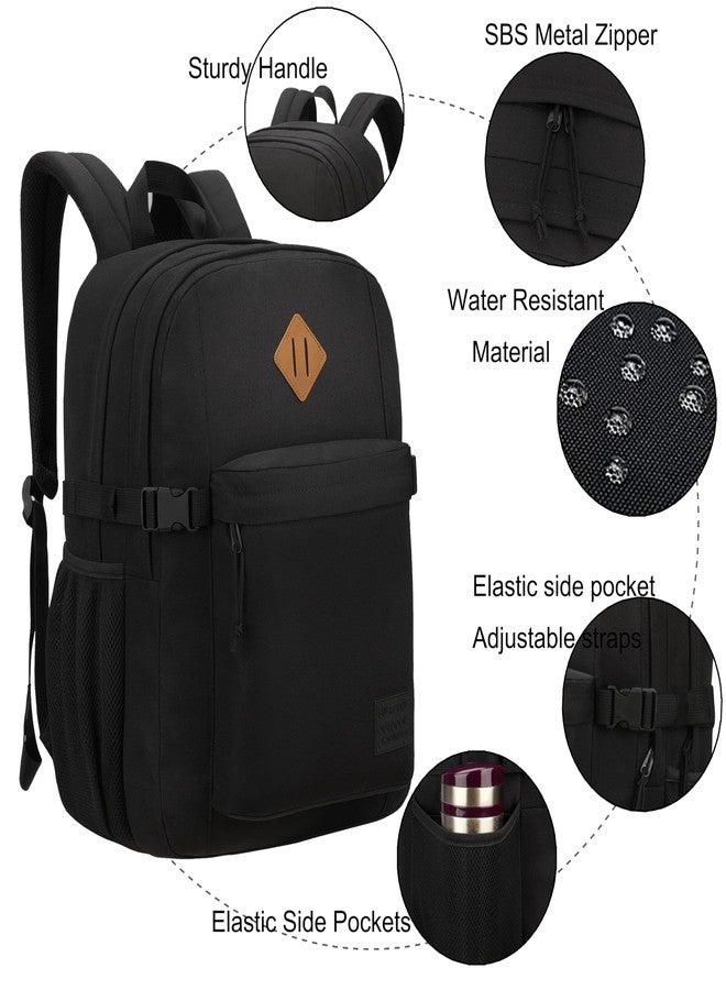 SUPACOOL Black Backpack For School, Bookbag for Boys, Girls and Kids, Boys backpacks, Laptop Compartment,Travel Backpack for Men and Women(Black) - Image 4