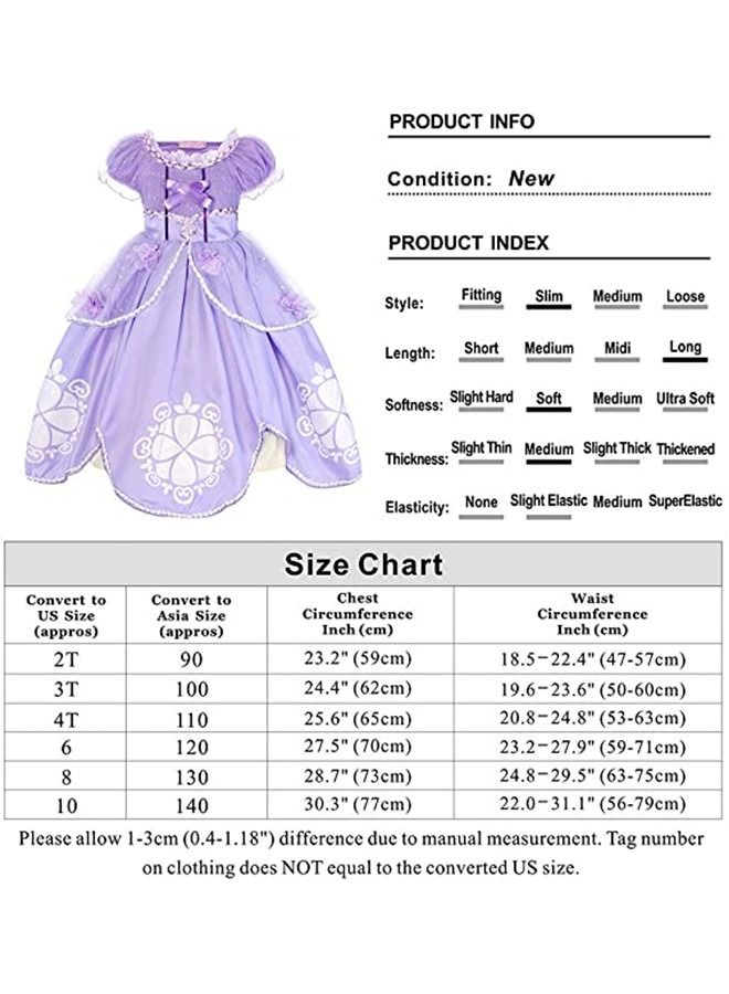 ISank Girls Sofia Costume for Princess Dress Up Little Girls Fancy Birthday Party Cosplay Dress  - Image 4
