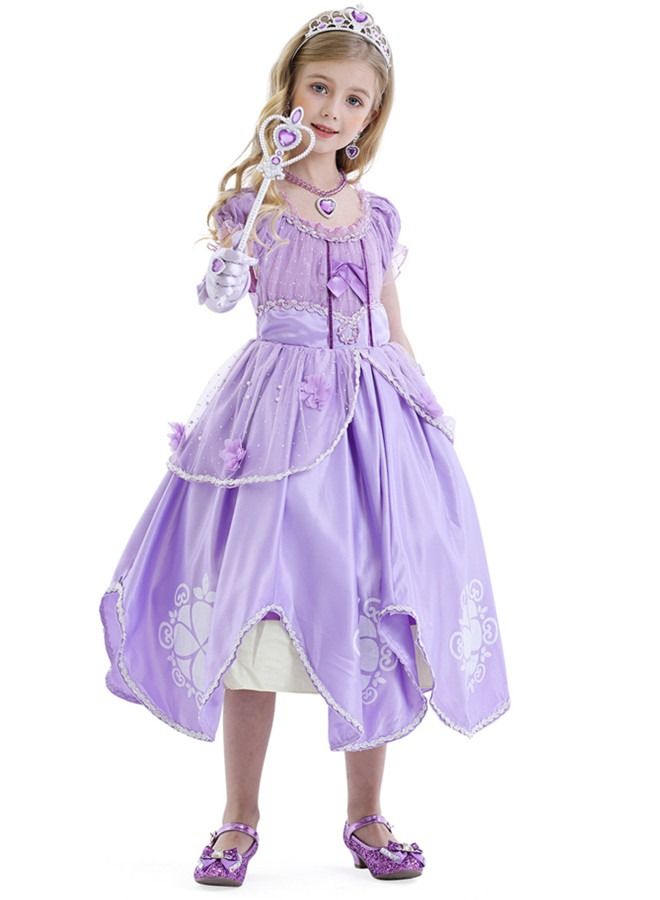 ISank Girls Sofia Costume for Princess Dress Up Little Girls Fancy Birthday Party Cosplay Dress  - Image 3