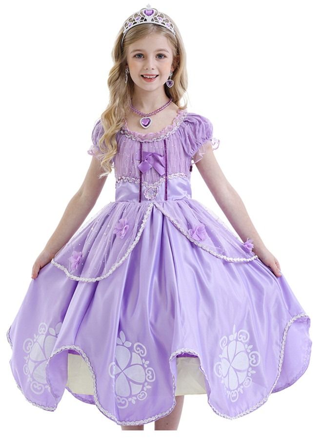 ISank Girls Sofia Costume for Princess Dress Up Little Girls Fancy Birthday Party Cosplay Dress  - Image 2