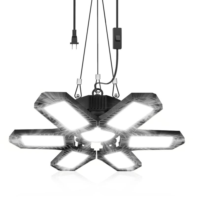SEOBIOG SEOBIOG Plug in Garage Light 200W 20000LM Linkable Shop Light with OnOff Switch 6500K Hanging LED Lights with 984ft Power Cord and US Plug for Garage WorkshopWork Bench 