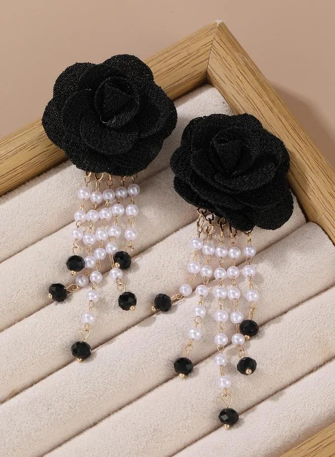 Take Two Flower Faux Pearl Rhinestone Earrings