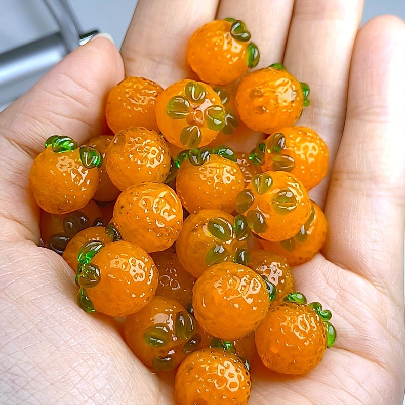 4 Handmade Lampwork Imitation Orange Glass Beads for Bracelets Necklaces Earrings and Bead Assortments DIY Handmade Materials - Image 1