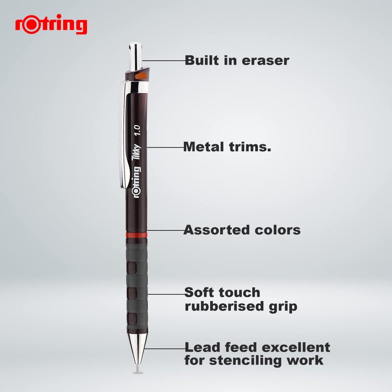 Rotring Tikky Mechanical Pencil, 1.0 mm, Burgundy (1904693) - Image 3