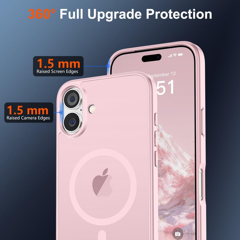 SUPFINE Magnetic for iPhone 17 Case with Screen Protector (Compatible with MagSafe)(Military Grade Drop Protection) Translucent Matte Shockproof with Anti-Fingerprint Phone Cover,Light Pink - Image 4