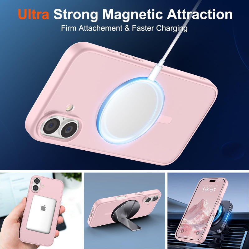 SUPFINE Magnetic for iPhone 17 Case with Screen Protector (Compatible with MagSafe)(Military Grade Drop Protection) Translucent Matte Shockproof with Anti-Fingerprint Phone Cover,Light Pink - Image 5