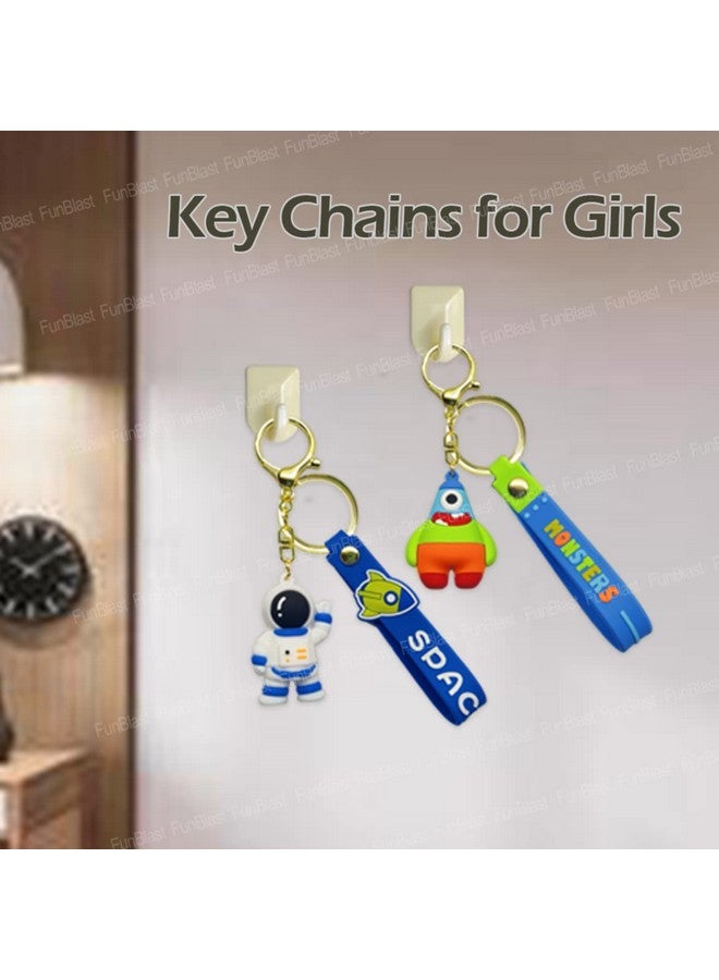 FunBlast Space Theme Keychain - 3D Fancy Rubber Key Chain, Kawaii Keychains, Keyrings for Home, Office, Car, Best Gift Keychains, Key Chains for Girls, Party Favor Item (Blue) - Image 3