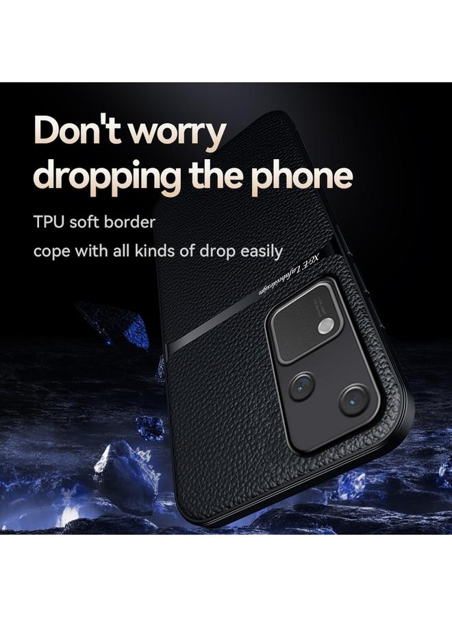 إيروريكس جراب لهاتف vivo S18 / vivo V30 مصنوع من جلد الليتشي المغناطيسي المقاوم للصدمات بتغطية كاملة - Image 4