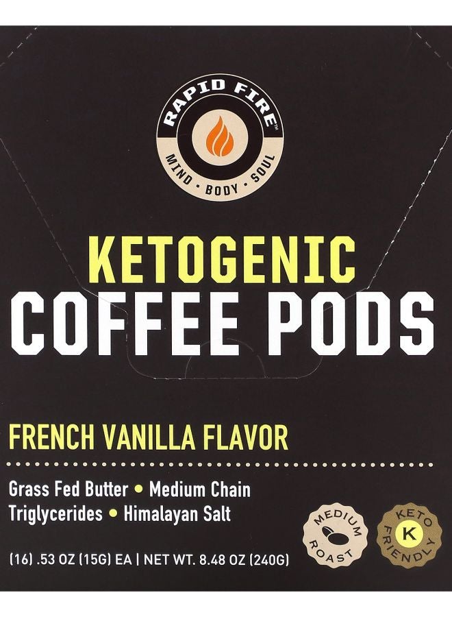 Ketogenic Coffee Pods French Vanilla Medium Roast 16 Pods 8.48 oz (240 g)