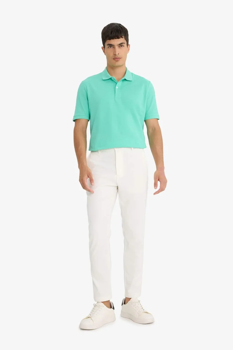 ديفاكتو Regular Fit Polo Collar Pique Short Sleeve Polo T-Shirt