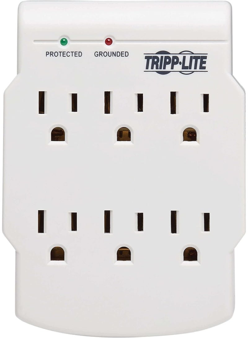 Tripp Lite Tripp Lite 6 Outlet Surge Protector Power Strip, Direct Plug in, Gray, Lifetime Limited Warranty & $10,000 Insurance (SK6-0) White  - Image 4