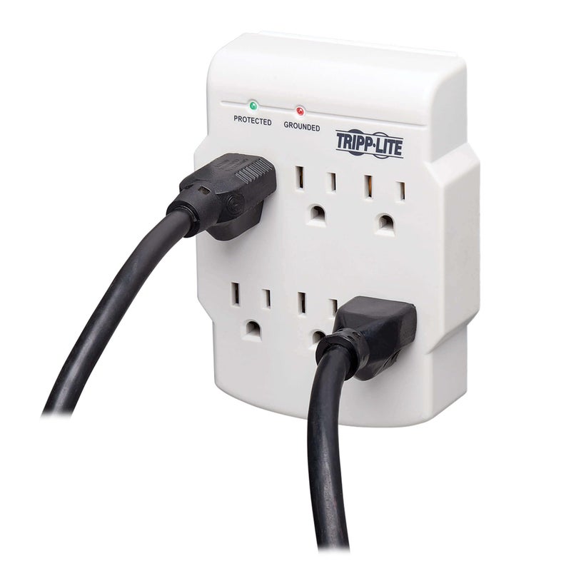 Tripp Lite 6 Outlet Surge Protector Power Strip, Direct Plug in, Gray, Lifetime Limited Warranty & $10,000 Insurance (SK6-0) White - Image 2