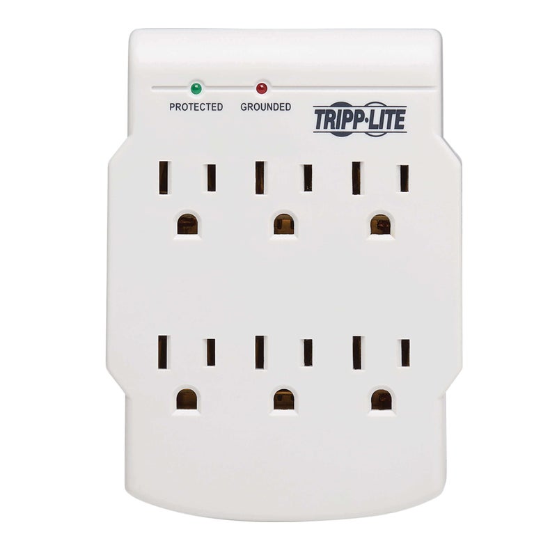 Tripp Lite 6 Outlet Surge Protector Power Strip, Direct Plug in, Gray, Lifetime Limited Warranty & $10,000 Insurance (SK6-0) White - Image 4