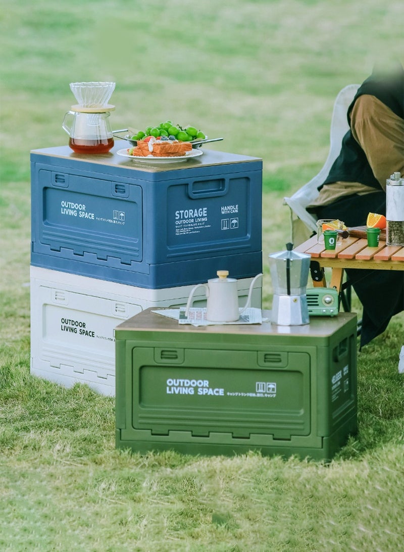 Outdoor Camping Storage Box Side Opening Camping Wooden Lid Folding Box Car Trunk Storage Box Sundry Storage Box (1pc)  - Image 3