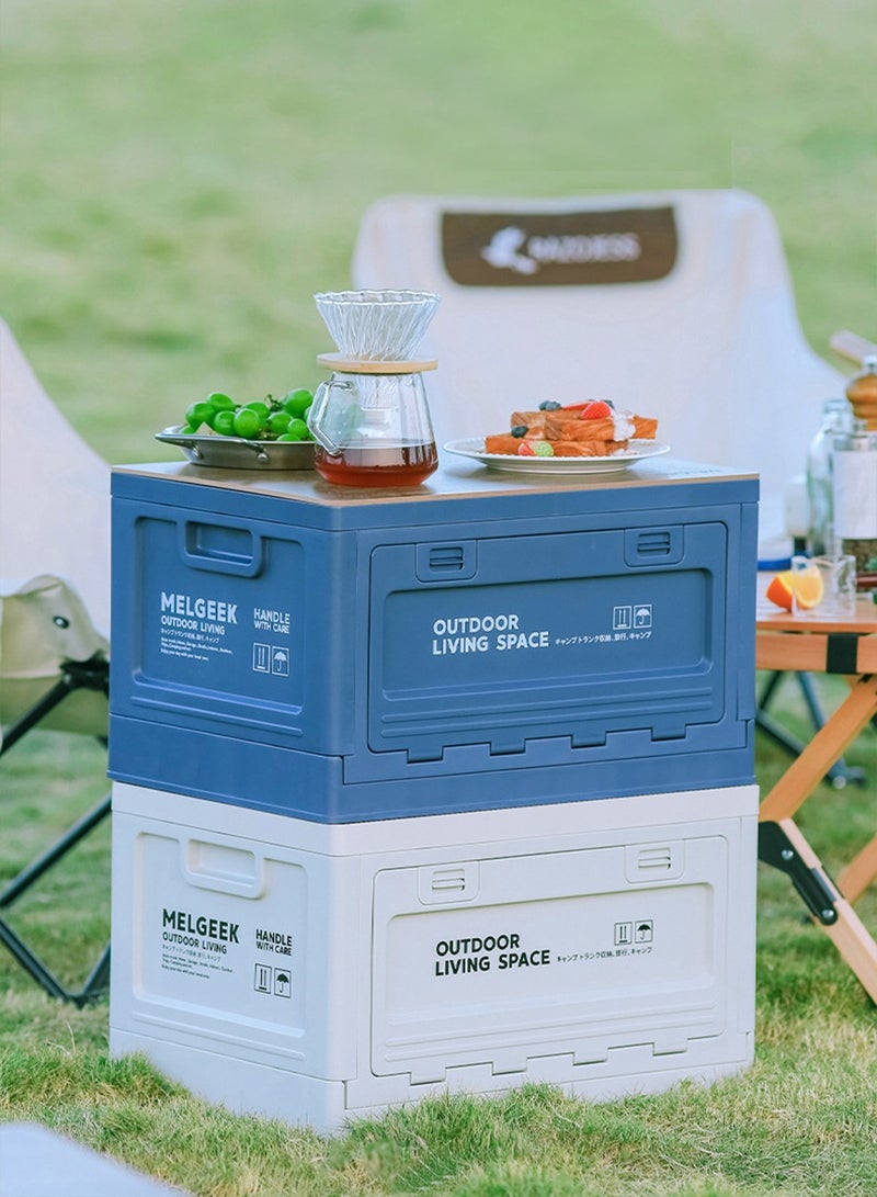 Outdoor Camping Storage Box Side Opening Camping Wooden Lid Folding Box Car Trunk Storage Box Sundry Storage Box (1pc)  - Image 4