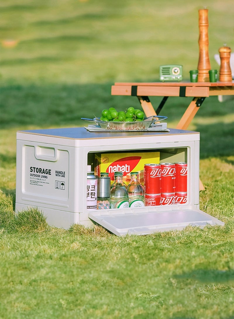 Outdoor Camping Storage Box Side Opening Camping Wooden Lid Folding Box Car Trunk Storage Box Sundry Storage Box (1pc)  - Image 2