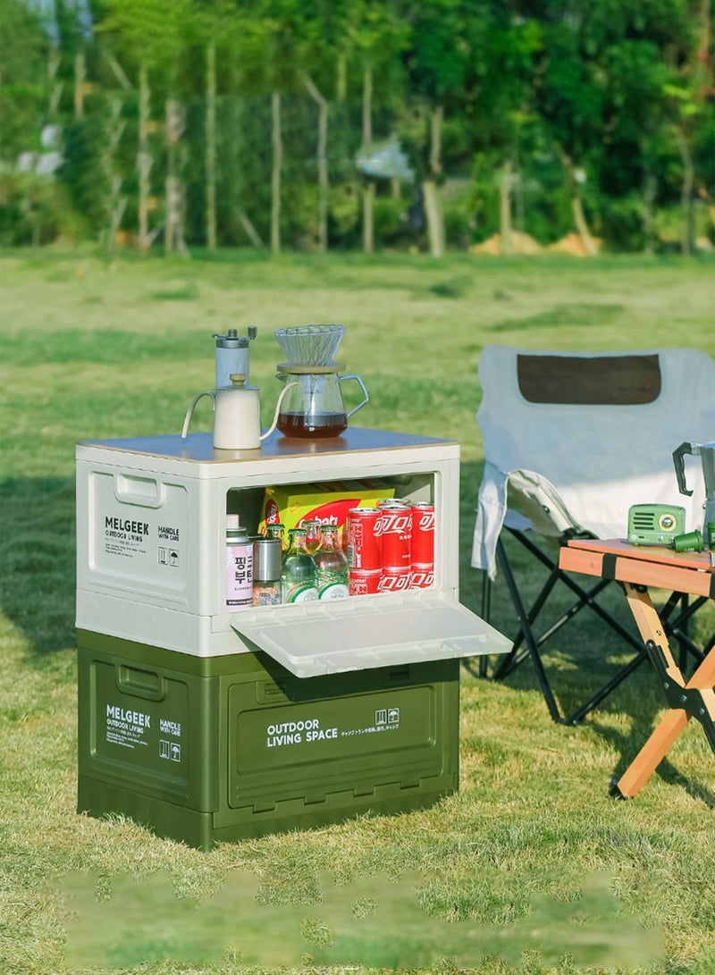 Outdoor Camping Storage Box Side Opening Camping Wooden Lid Folding Box Car Trunk Storage Box Sundry Storage Box (1pc)  - Image 5