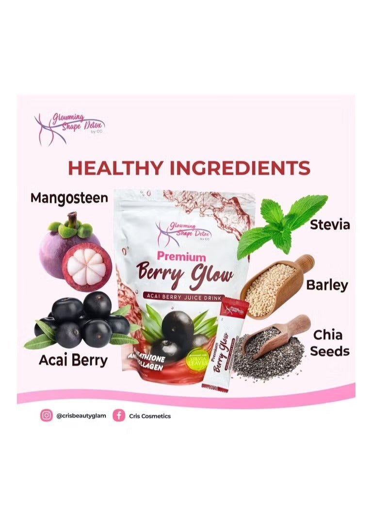 Cris Cosmetics Berry Glow Premium Acai Berry Juice Drink | Detox & Antioxidant Blend with Mangosteen, Barley & Chia Seeds - Image 4