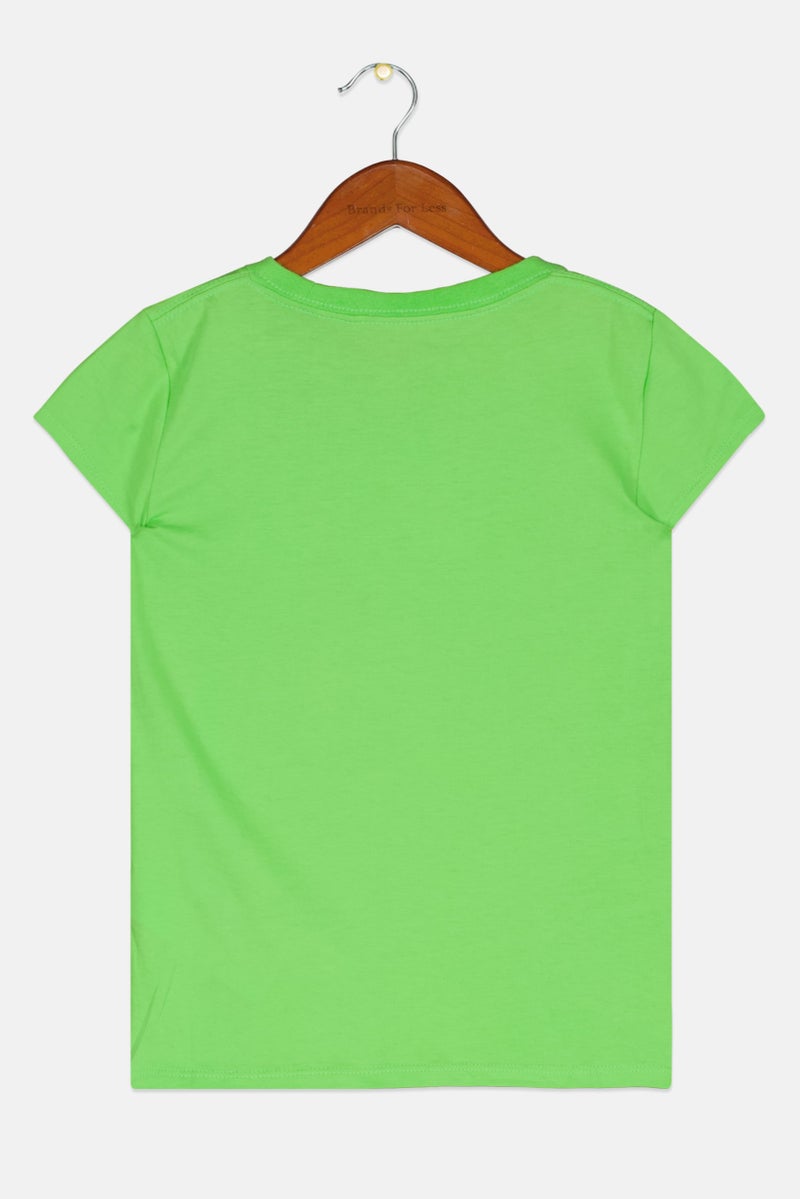 Levi's Kids Girl Crew Neck Short Sleeve Brand Logo T-Shirt, Lime Green - Image 2