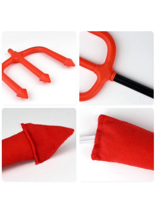 Jmkcoz Halloween Devil Costume Set Devil Horn Headband Red Devil Tail Bowtie Devil Red Pitchfork Demon Cosplay Hair Hoop Accessories For Carnival Themed Party Prop Costume Decoration  - Image 4