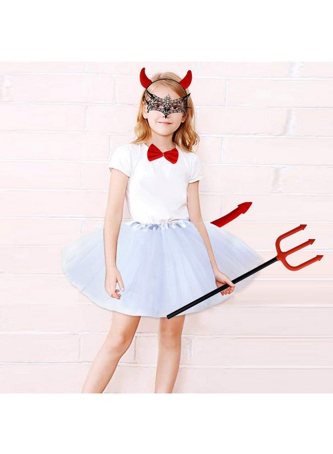Jmkcoz Halloween Devil Costume Set Devil Horn Headband Red Devil Tail Bowtie Devil Red Pitchfork Demon Cosplay Hair Hoop Accessories For Carnival Themed Party Prop Costume Decoration  - Image 5